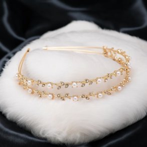 Gyldent hrbjle med rhinsten og smukke perler