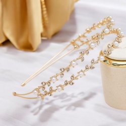 Gyldent hrbjle med rhinsten og smukke perler