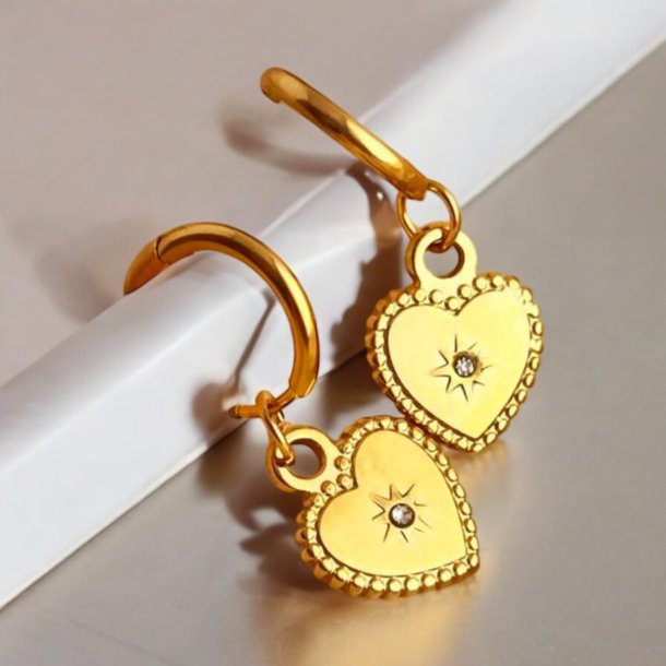 Hjerte reringe med zikonia sten - Forgyldt