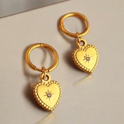 Hjerte reringe med zikonia sten - Forgyldt