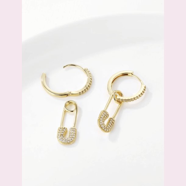 2 i 1 reringe med zirkonia sten - Forgyldt