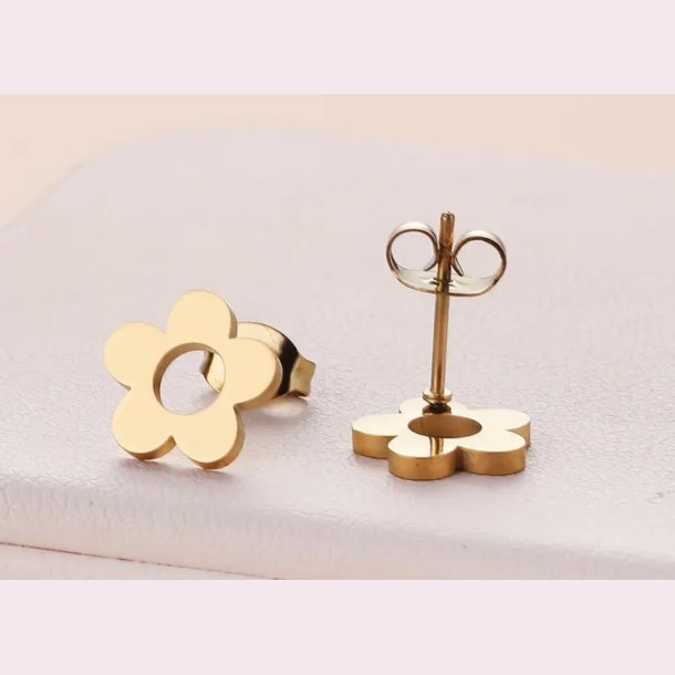 Elegante forgyldt sm blomster reringe - Forgyldt