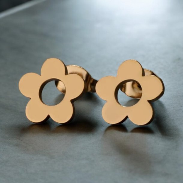 Elegante forgyldt sm blomster reringe - Forgyldt