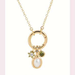 Halskde med de smukkeste grnne sten - Forgyldt