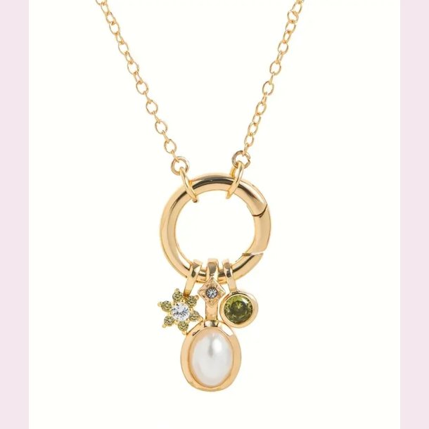 Halskde med de smukkeste grnne sten - Forgyldt