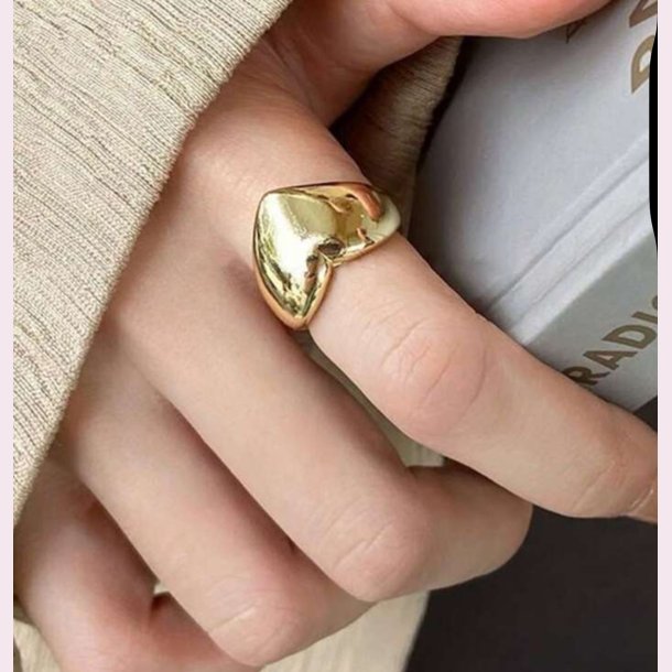 Justerbar hjerte ring - Forgyldt