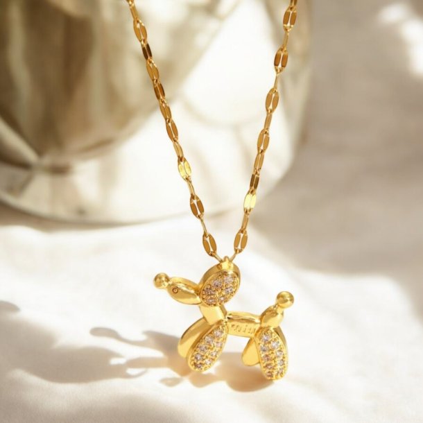 Ballon hund halskde - Forgyldt