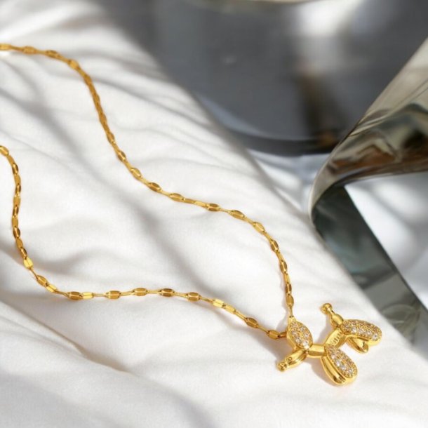 Ballon hund halskde - Forgyldt