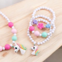 Smykke st til brn - Hvid med heste.