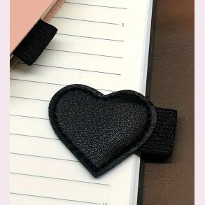 PU lder kuglepens hjerte holder - Sort