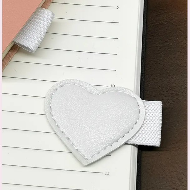 PU lder kuglepens hjerte holder - Hvid