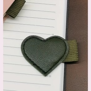 PU lder kuglepens hjerte holder - Militr grn