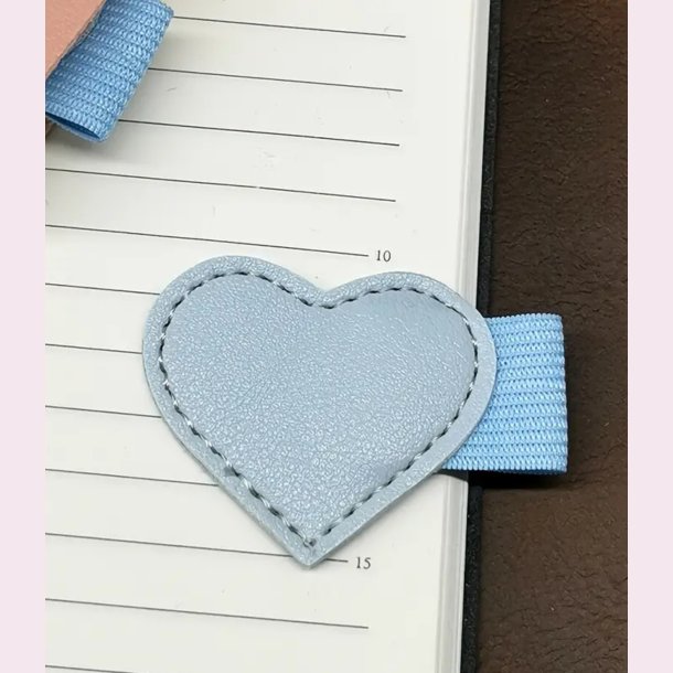 PU lder kuglepens hjerte holder - Lysebl