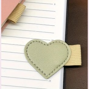 PU lder kuglepens hjerte holder - Lysegrn