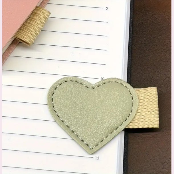 PU lder kuglepens hjerte holder - Lysegrn