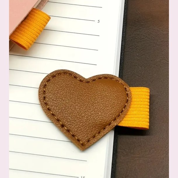 PU lder kuglepens hjerte holder - Khaki orange