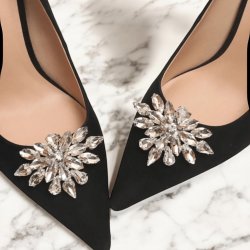 Slv sko smykke med rhinsten design