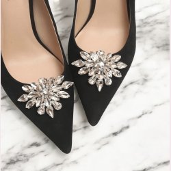 Slv sko smykke med rhinsten design