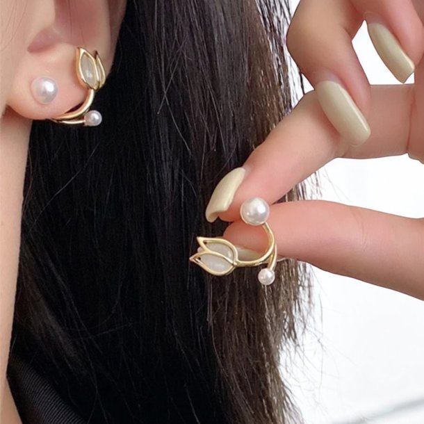 Tulipan formet reringe med perler 