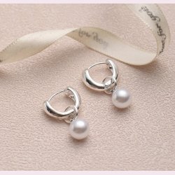 Elegante reringe med fine hvide perler - Slv