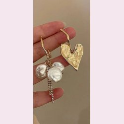 Hjerte og perle reringe - Forgyldt