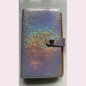 Pengebog eller Cash Stuffing bog i kunst l�der. 50 stk. plastik sider - Glimmer Lilla