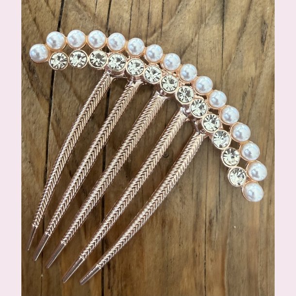 Elegant h�rsmykke med perler og sten