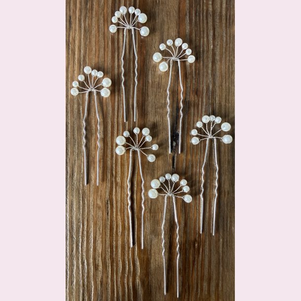 Elegante h�rn�le med perlegrene � s�t med 6 stk.