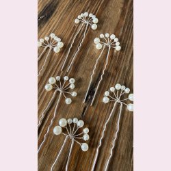 Elegante h�rn�le med perlegrene � s�t med 6 stk.