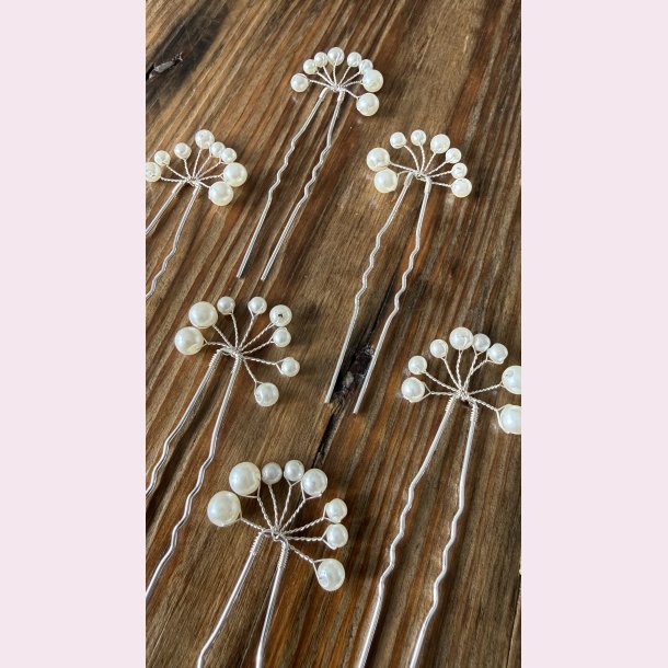 Elegante h�rn�le med perlegrene � s�t med 6 stk.