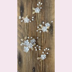 5 stk. Romantiske h�rn�le med blomster og blade