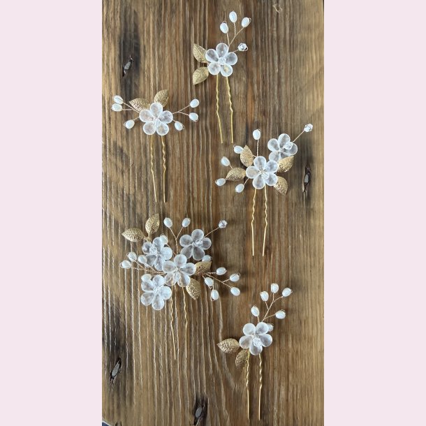 5 stk. Romantiske h�rn�le med blomster og blade
