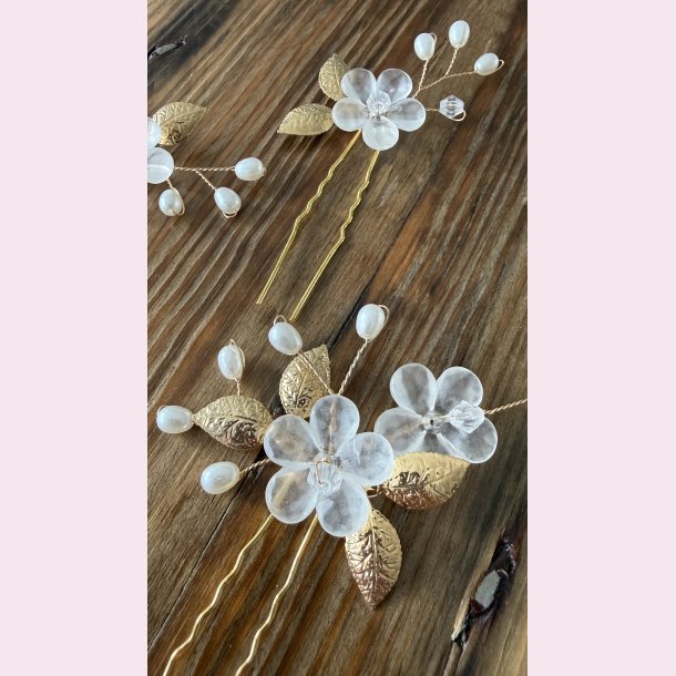 5 stk. Romantiske h�rn�le med blomster og blade