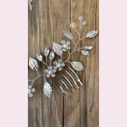 Slv hrnl med klare perler og krystal blomster