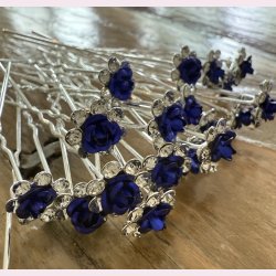 20 stk. Hrnle med smukke mrkebl blmster - Slv