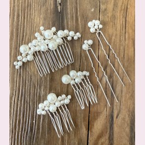 5 stk. Slv hrnl med hvide perler