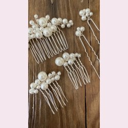 5 stk. Slv hrnl med hvide perler