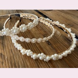 3 Stk. h�rb�jler prydet med fine detaljer - Hvid