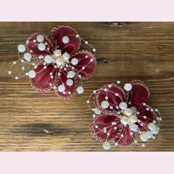 2 smukke blomster h�rclips -R�d
