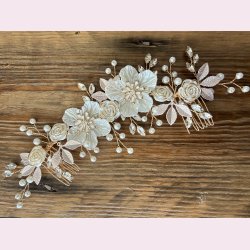 H�rsmykke med blomster, perler og krystaller
