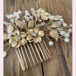 Forgyldt hrnl med krystalpeler og forgyldte blomster