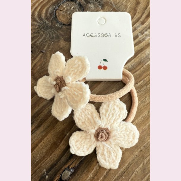 2 stk. Blde blomster hrelastikker - Natur