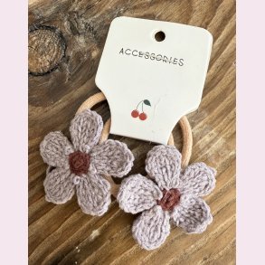 2 stk. Blde blomster hrelastikker - Lilla