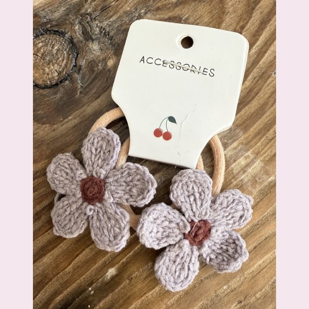 2 stk. Blde blomster hrelastikker - Lilla