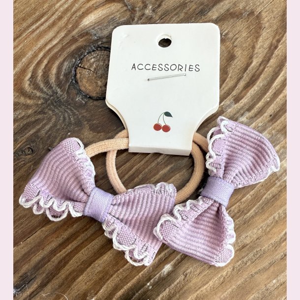 2 stk. Sde sljfe hrelastikker - Lilla med hvide kanter