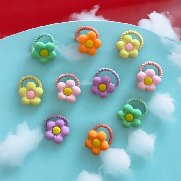 Sde sm blomster elastikker i forskellige farver