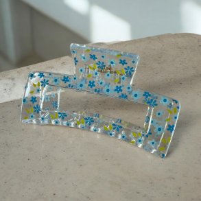 Rektangulre hrklemme med de sdeste bl blomster 