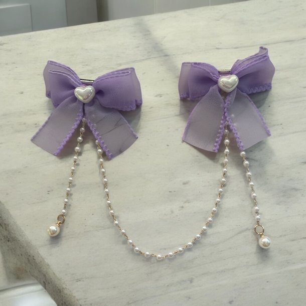 2 stk. smukke lilla sljfe hrclips med perler 