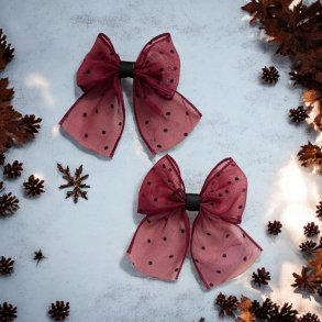 2 stk. hrclips rde med sorte prikker