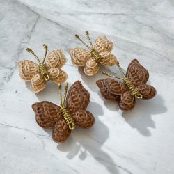 Hrspnder med strik sommerfugle - Brun og Beige 